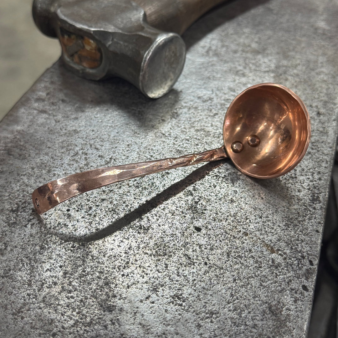 Solid copper coffee scoop