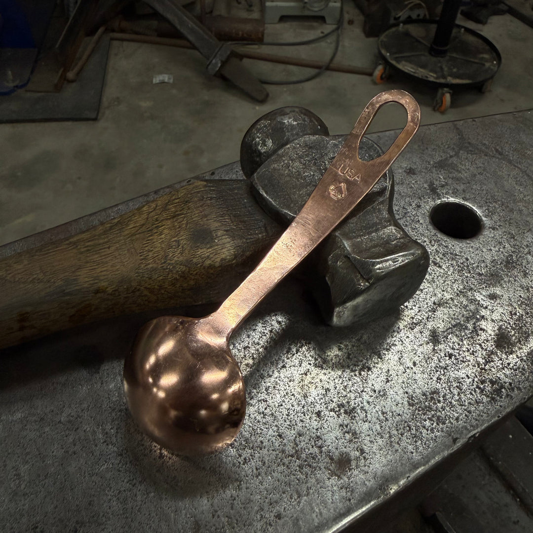 One Piece Solid Copper Coffee Scoop