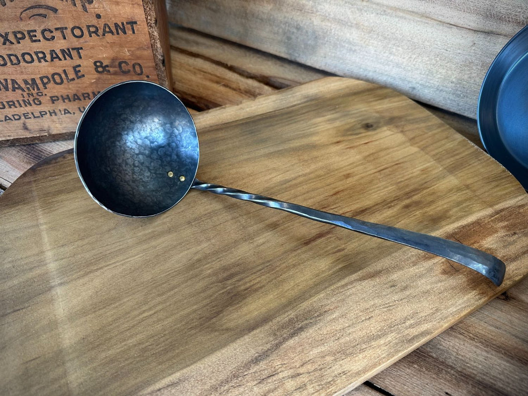 Stainless Ladle with Hammered Stainless Bowl